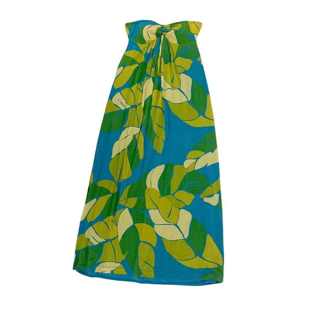 Lilly Pulitzer Lime Green & Aqua Strapless Maxi Dress - Sz 2